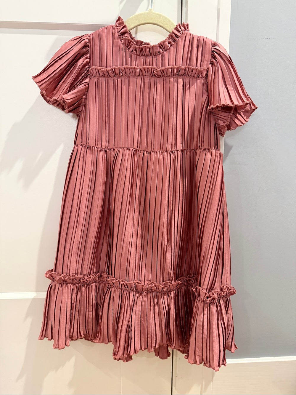 Janie and Jack Girls' Dusty Rose Pleated Ruffle Dress